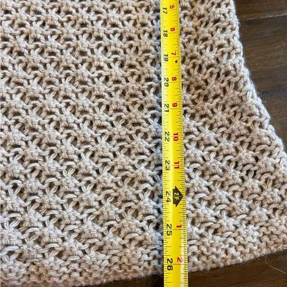 Berretti Cable Knit Chuncky Sweater Tan Cream Metallic Wool Alpaca Layered Gold - Picture 7 of 8